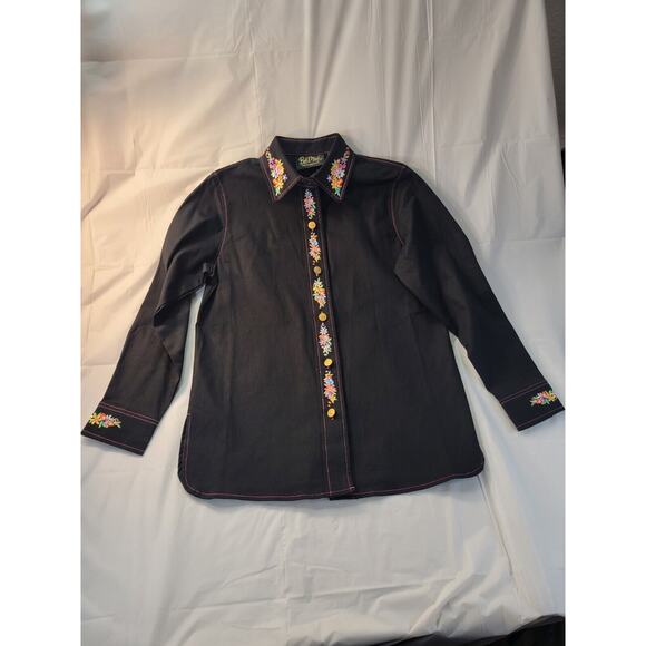 Bob Mackie Wearable Art May day Long Sleeve Button Heavy Shirt Women's XXS 2XS - Picture 3 of 16